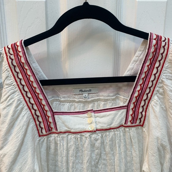 Madewell White Embroidered Sandblossom Floral Short-sleeve Top size S - Picture 4 of 10